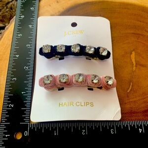 J crew hair clips velvet pink and black